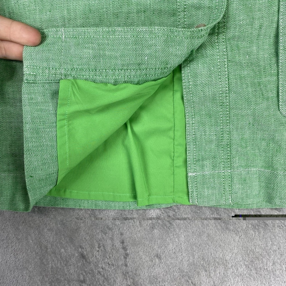 J Crew Skirt Womens Sz 2 Green Button Front Stretch Linen Midi Classic Twee Cute - Picture 2 of 12